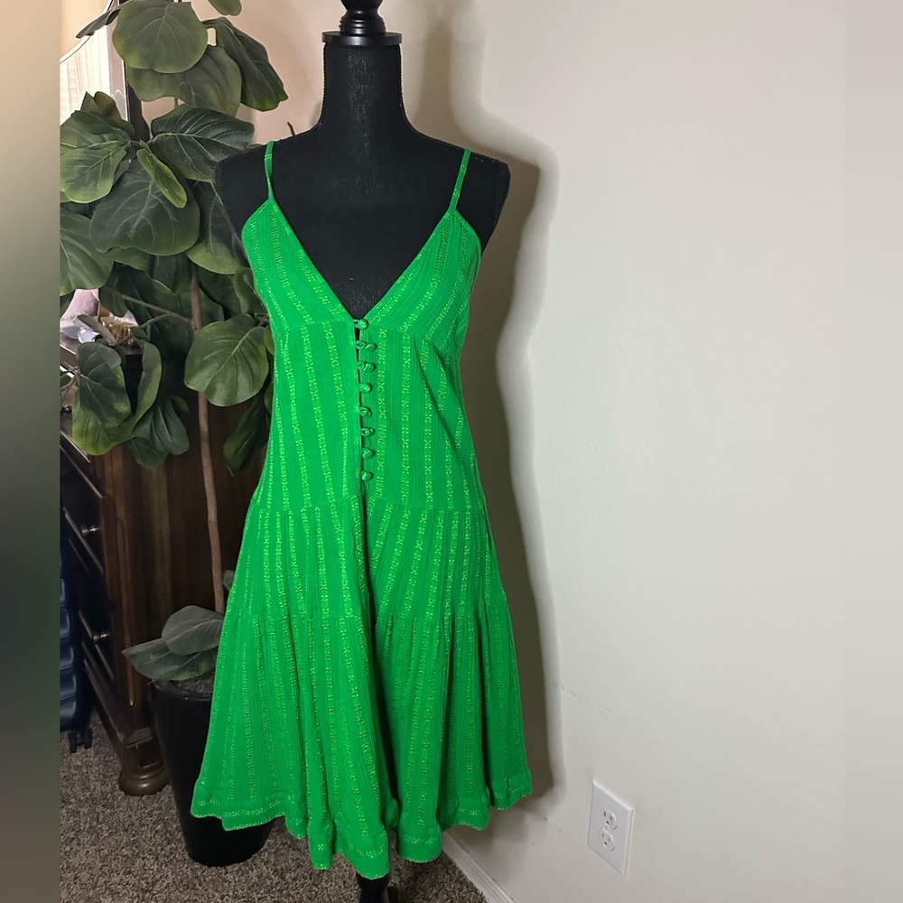 Anthropologie Dress | Green Sleeveless Button-Front Dress